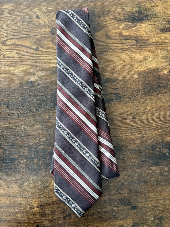 Other - Classic Brown and Red Striped Men's Tie - Unbranded